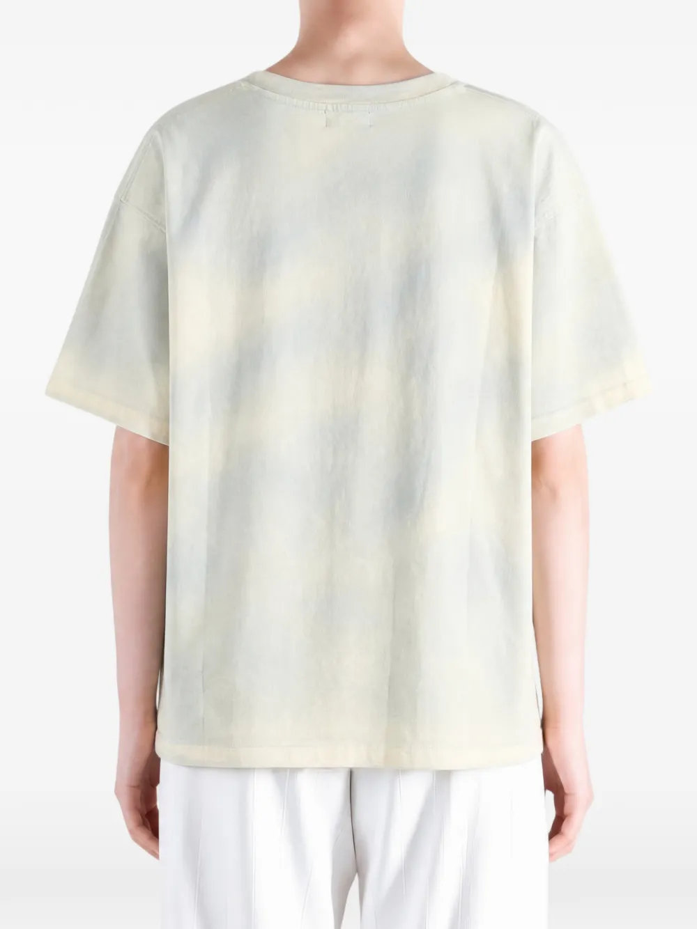 THUG CLUB T-shirt met doodskopprint Beige