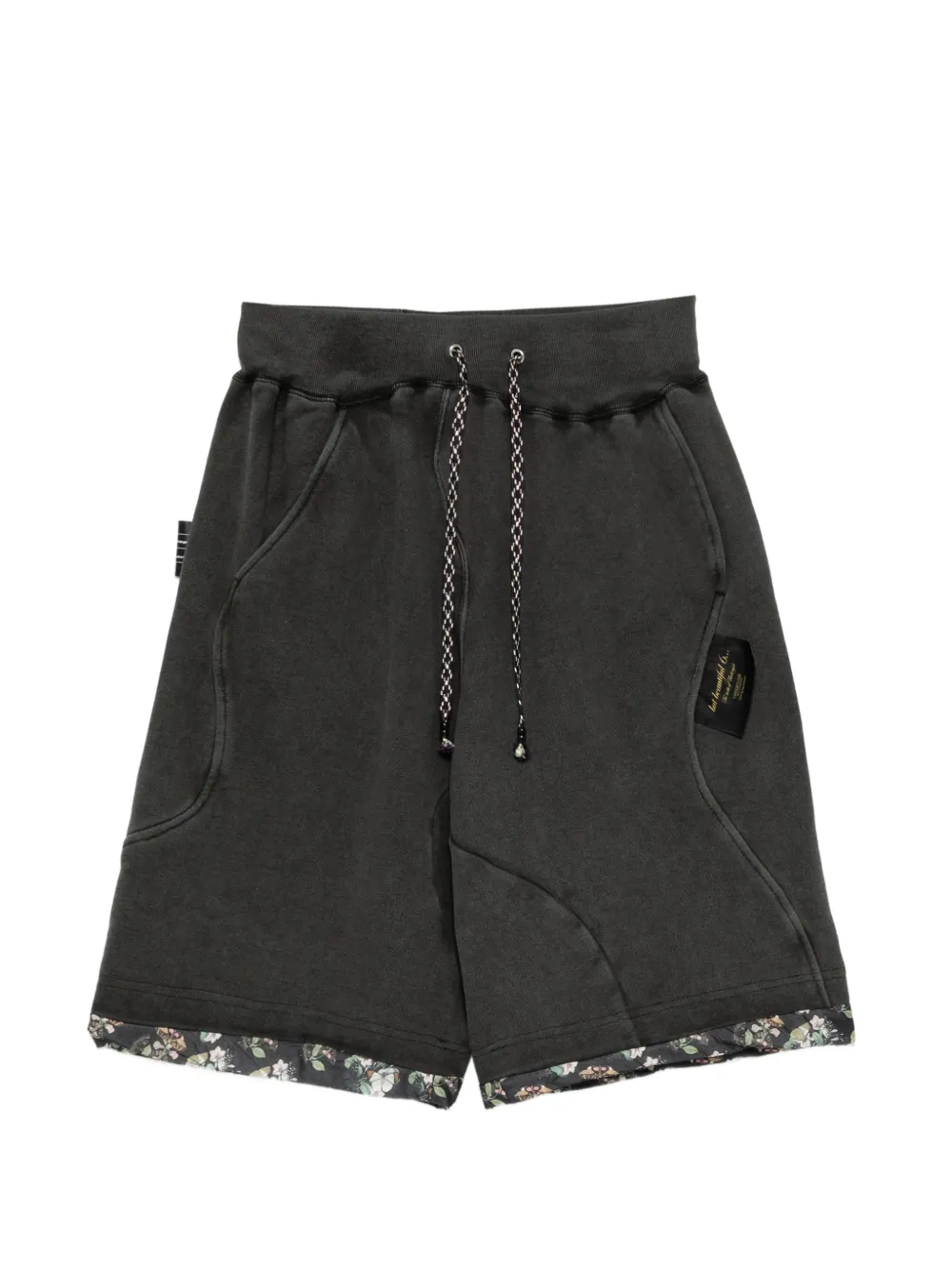 Undercover floral-trim drawstring sweat shorts - Grigio