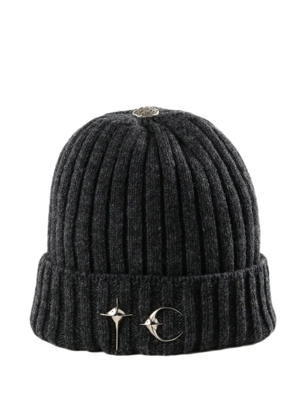 THUG CLUB ribbed-knit logo-plaque hat - Grigio