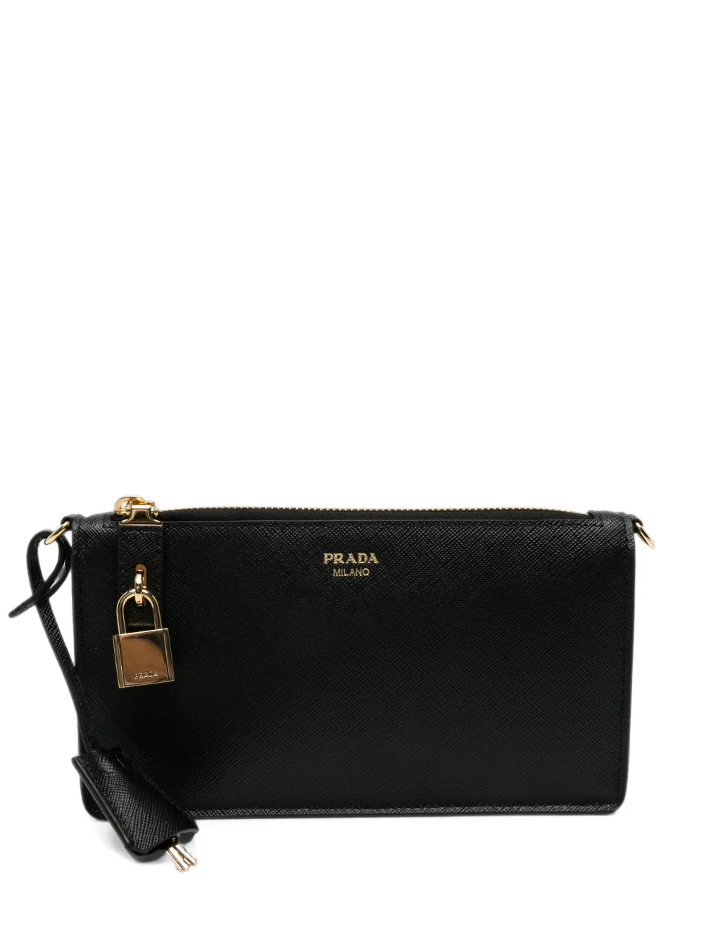 Prada Saffiano leather padlock crossbody bag - Nero
