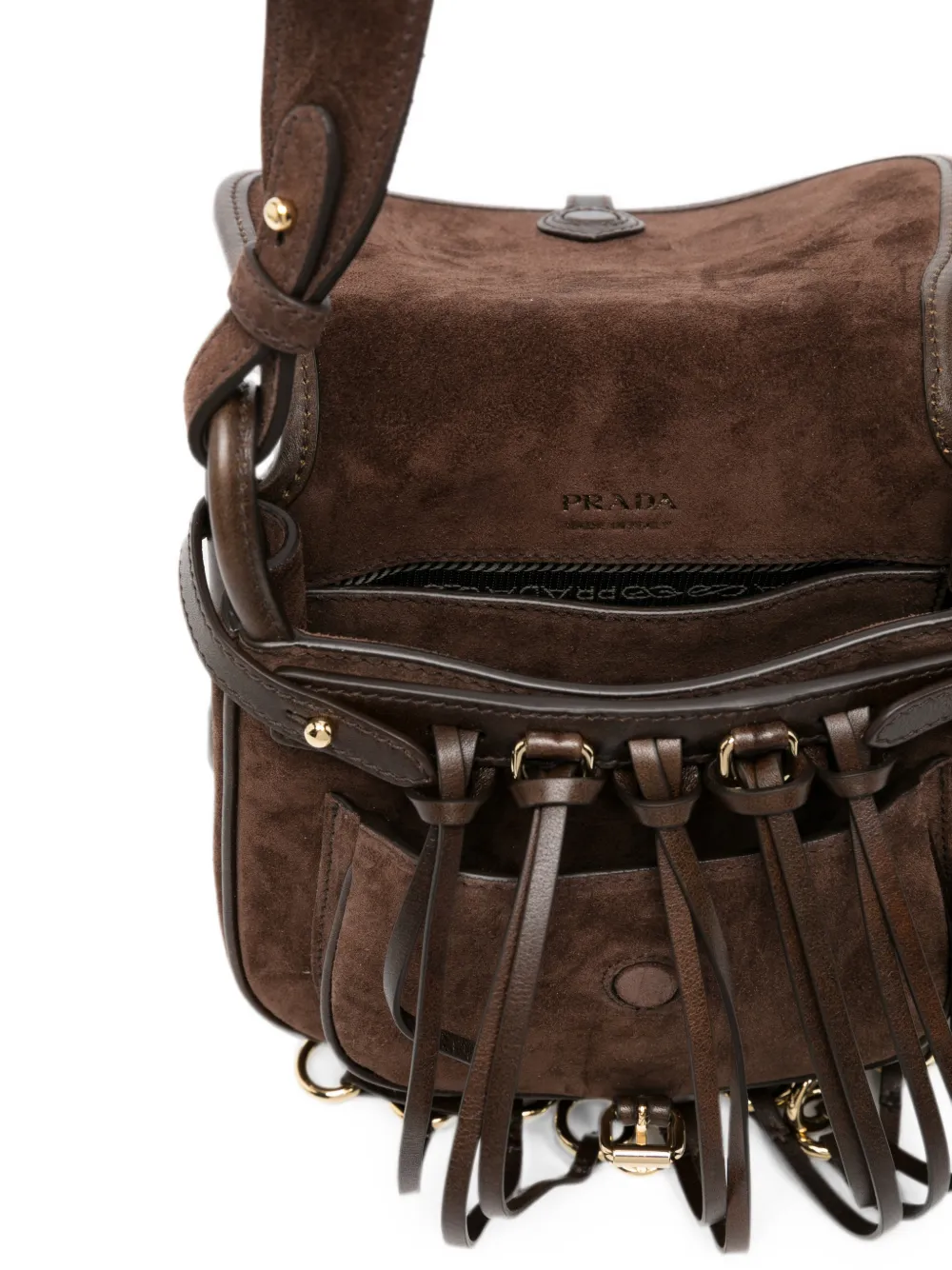 Prada Corsaire suède mini-schoudertas Bruin