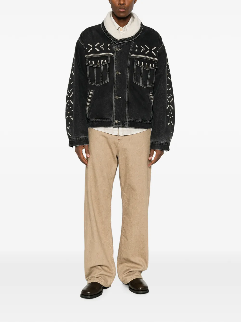 MARANT Jackson denim jack met borduurwerk Zwart