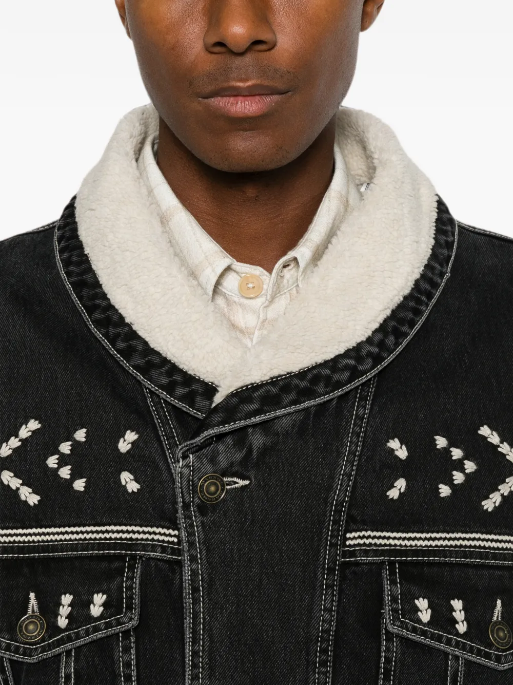 MARANT Jackson denim jack met borduurwerk Zwart