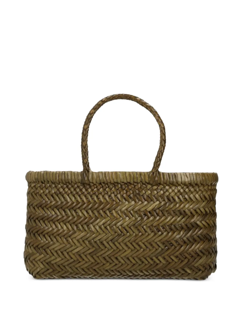DRAGON DIFFUSION Flat Gora geweven leren mini-shopper Groen