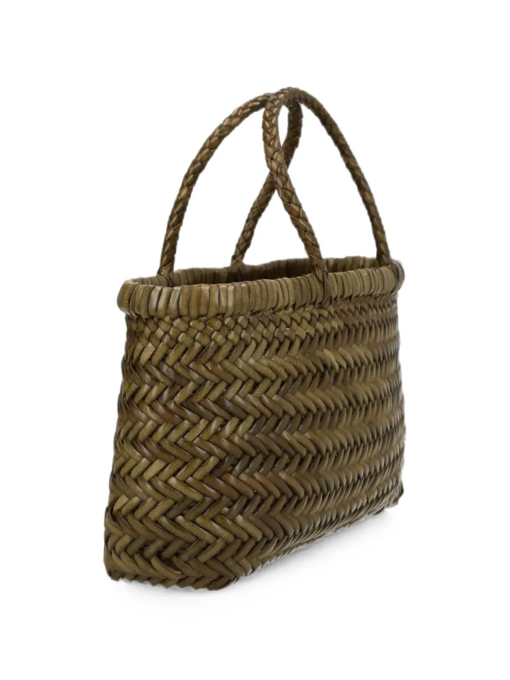 DRAGON DIFFUSION Flat Gora geweven leren mini-shopper Groen