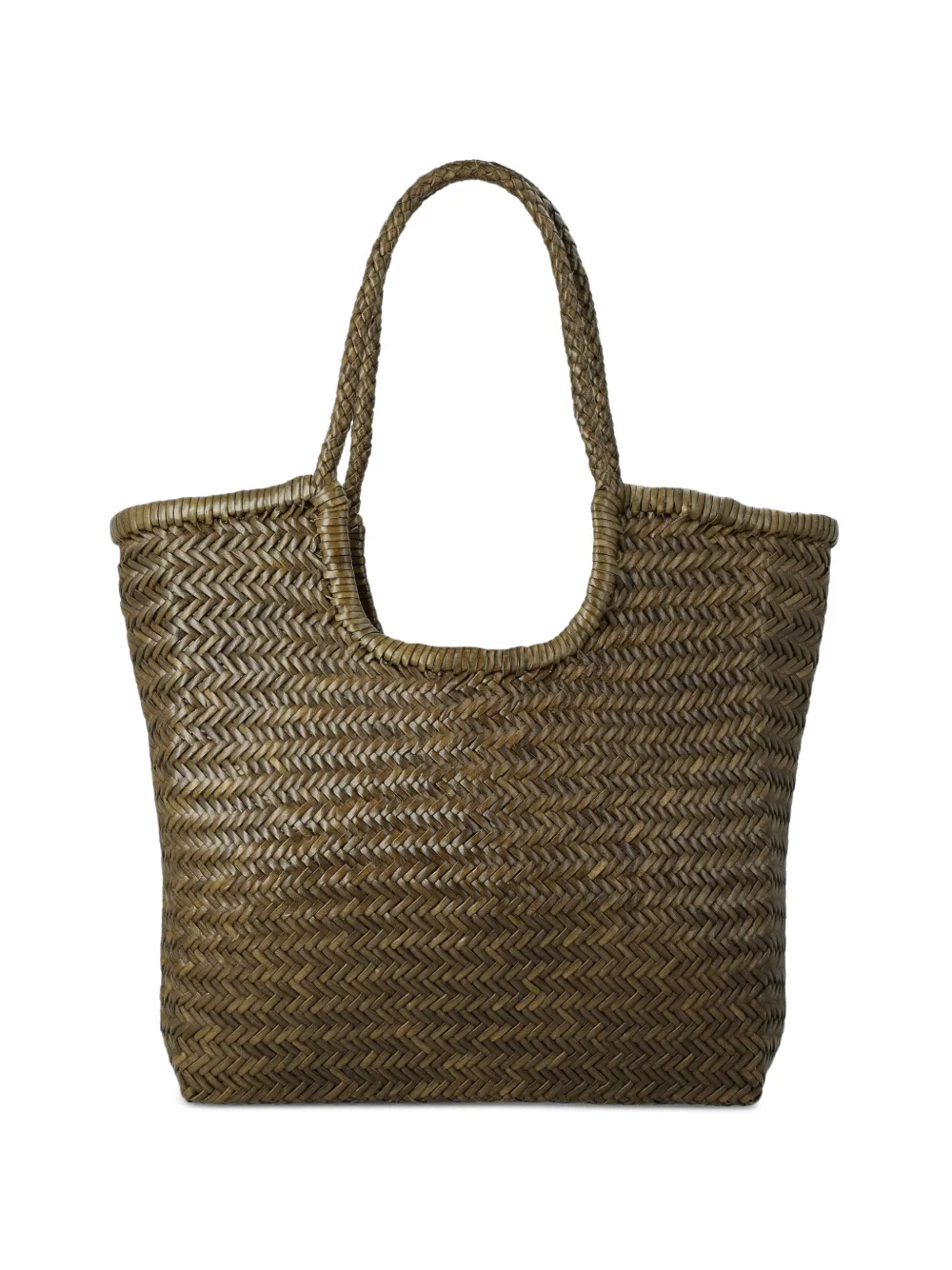 DRAGON DIFFUSION NS Diagonal Triple Jump woven leather tote bag - Marrone