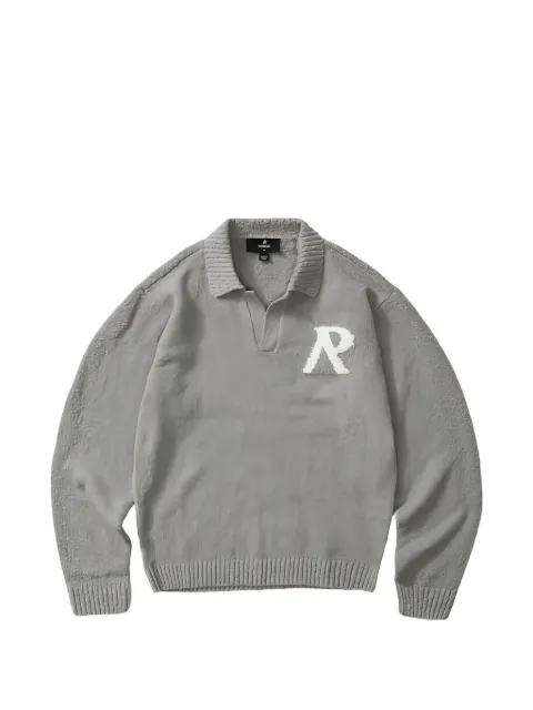 Represent logo-patch polo-collar sweater
