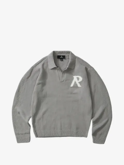 Represent logo-patch polo-collar sweater