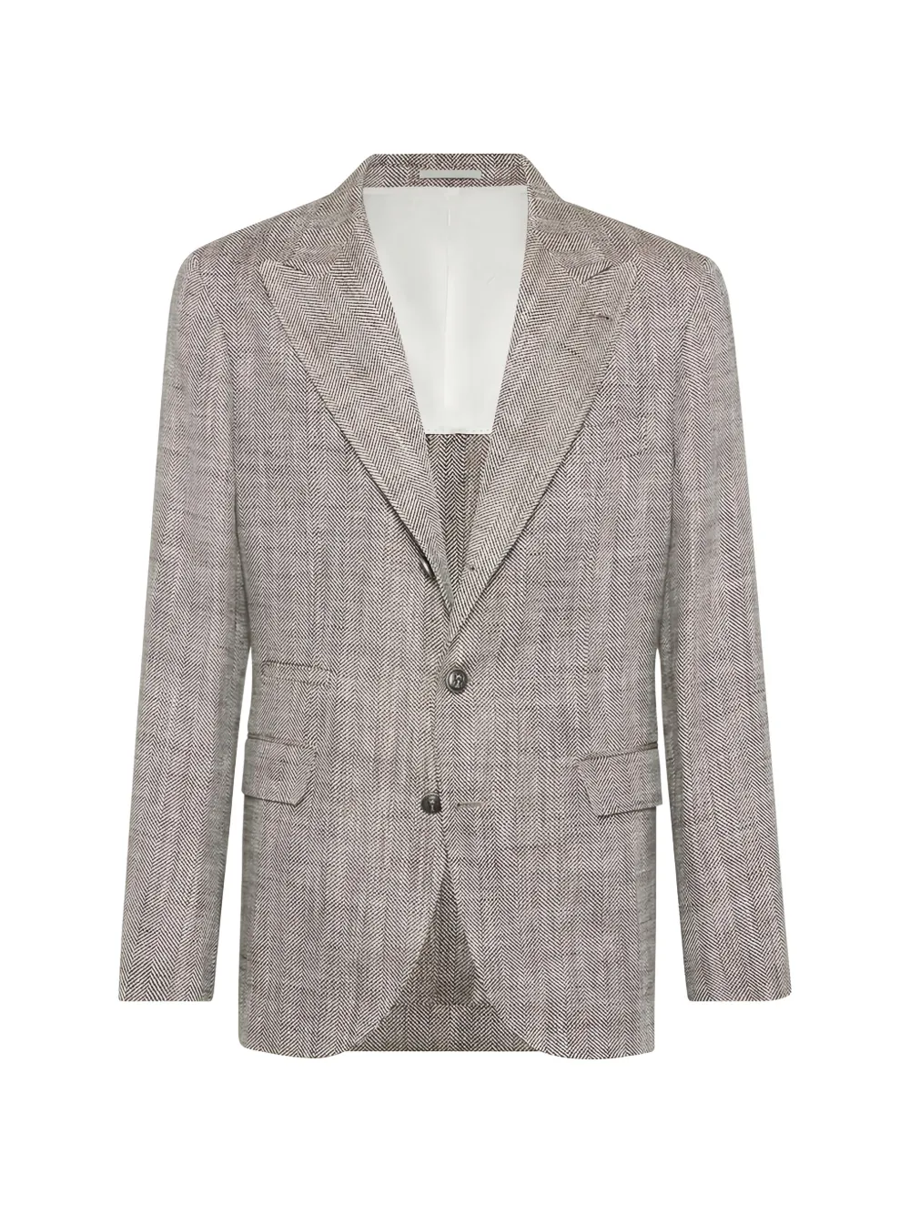Brunello Cucinelli herringbone-pattern single-breasted blazer - Grigio