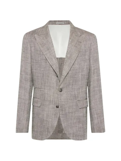 Brunello Cucinelli herringbone-pattern single-breasted blazer