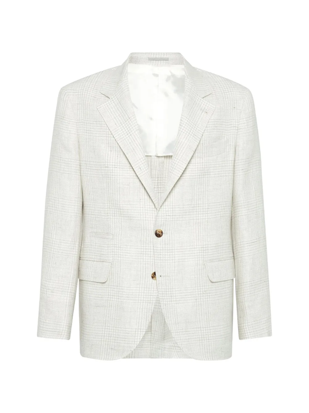 Brunello Cucinelli check-pattern notched-lapel blazer - Toni neutri