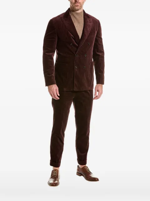Brunello Cucinelli corduroy-texture double-breasted suit