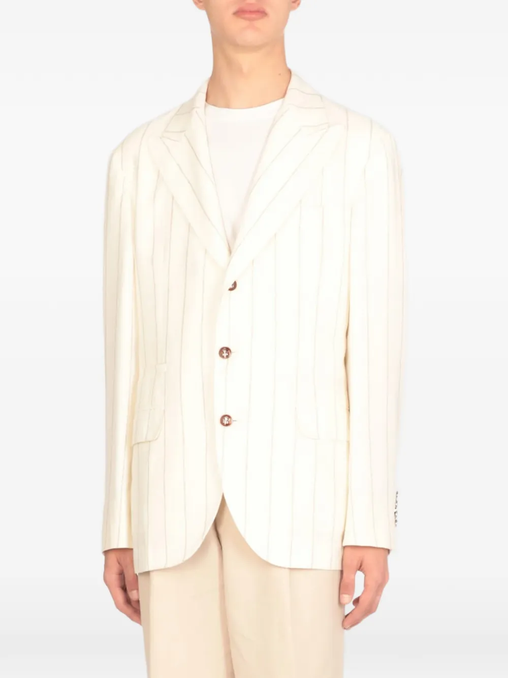 Brunello Cucinelli pinstripe-pattern blazer - Nude
