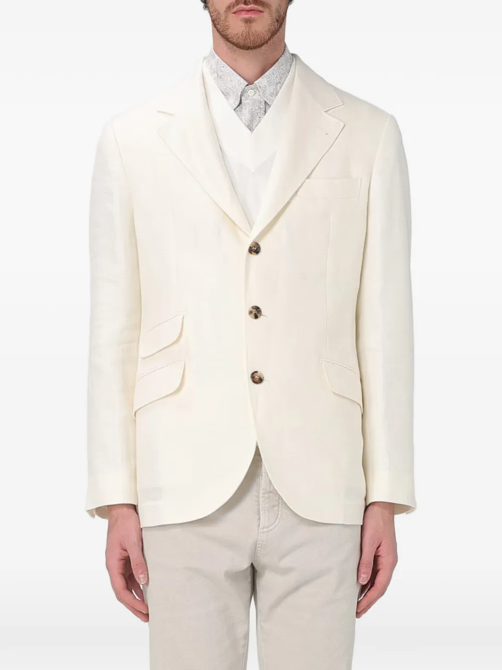 Brunello Cucinelli single-breasted notched-lapels blazer - Weiß