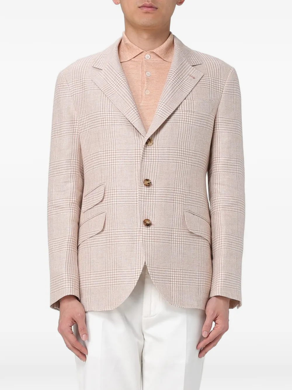 Brunello Cucinelli plaid-check notched-lapels blazer - Orange