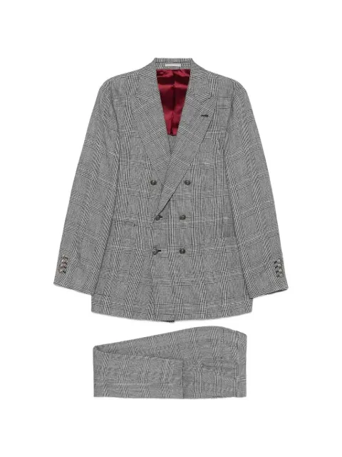 Brunello Cucinelli plaid double-breasted suit
