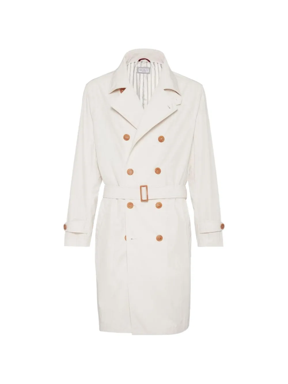Brunello Cucinelli double-breasted belted trench coat - White