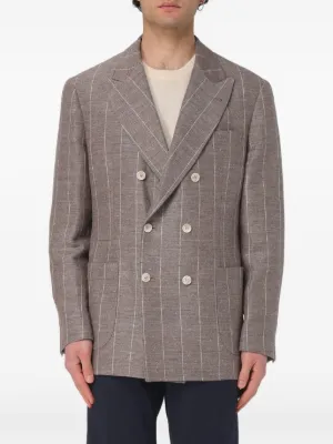 Brunello Cucinelli ストライプ ダブルジャケット | ブルー | FARFETCH JP