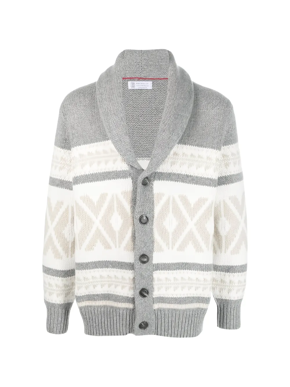 Brunello Cucinelli pattern-intarsia knitted cardigan - Grau
