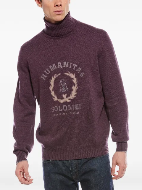 Brunello Cucinelli emblem-intarsia turtleneck sweater