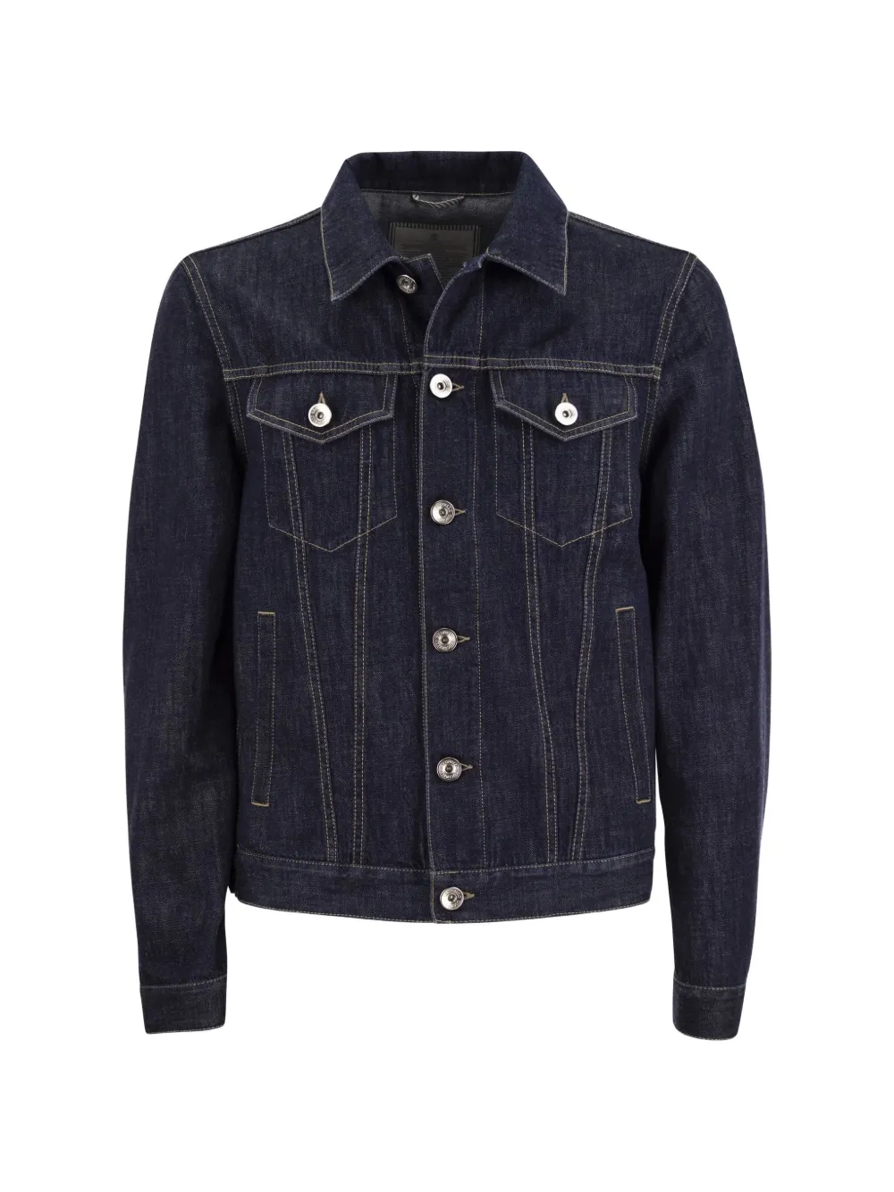 Brunello Cucinelli contrast-stitch denim jacket - Blau