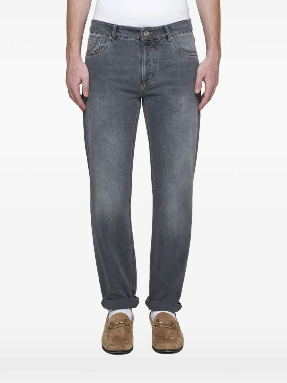 Brunello Cucinelli faded straight-leg jeans - Grigio