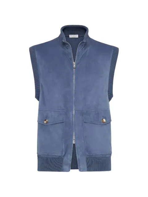 Brunello Cucinelli suede ribbed-trim gilet