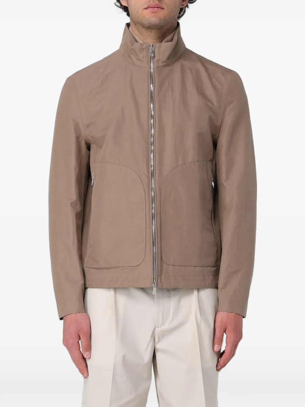 Brunello Cucinelli zip-up high-neck jacket - Nude
