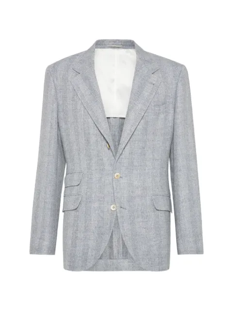 Brunello Cucinelli herringbone-pattern single-breasted blazer