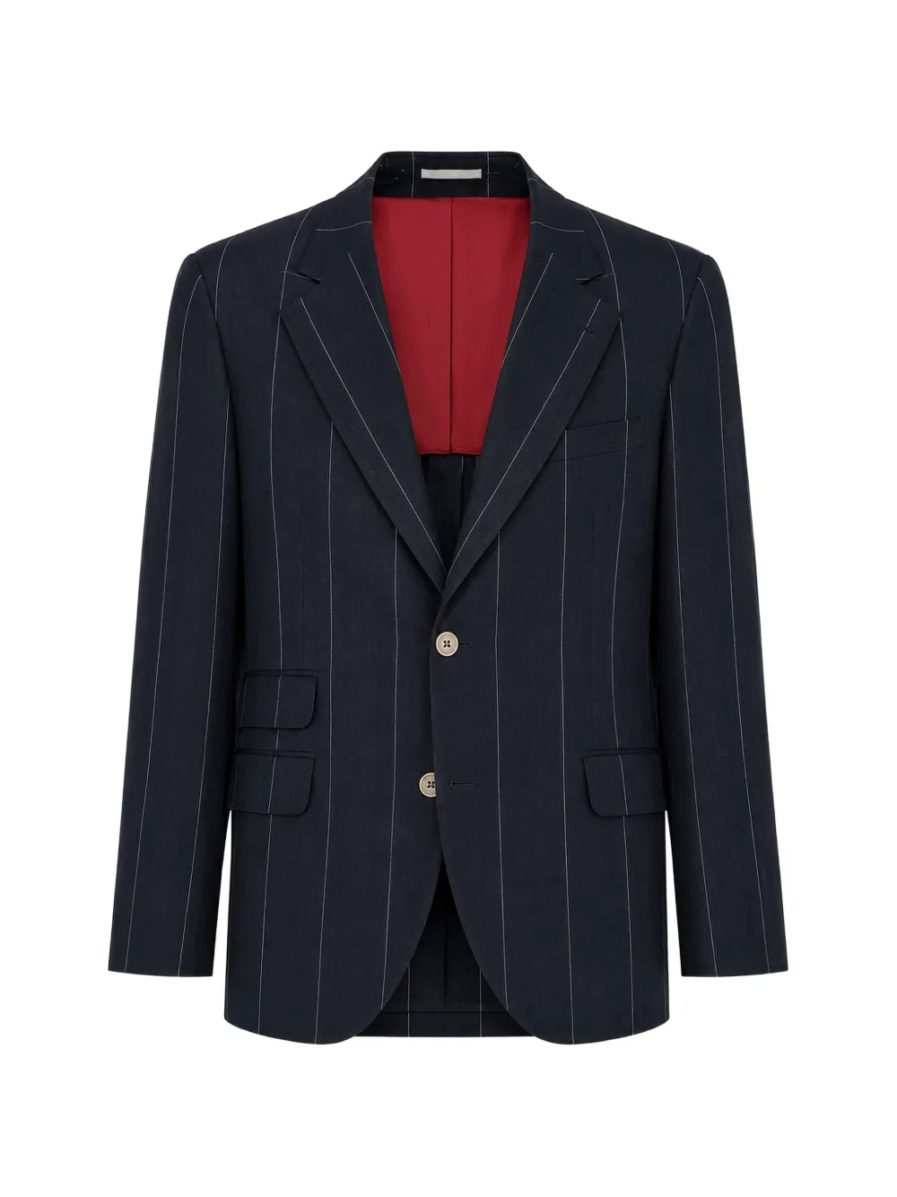 Brunello Cucinelli pinstripe linen blazer - Blu