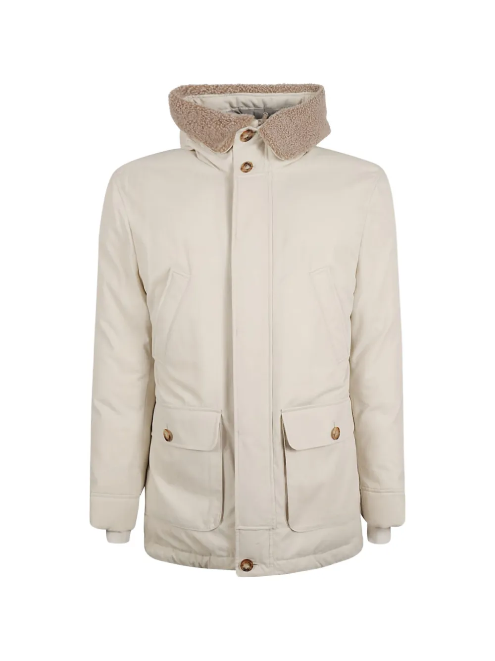 Brunello Cucinelli shearling-collar parka - Weiß