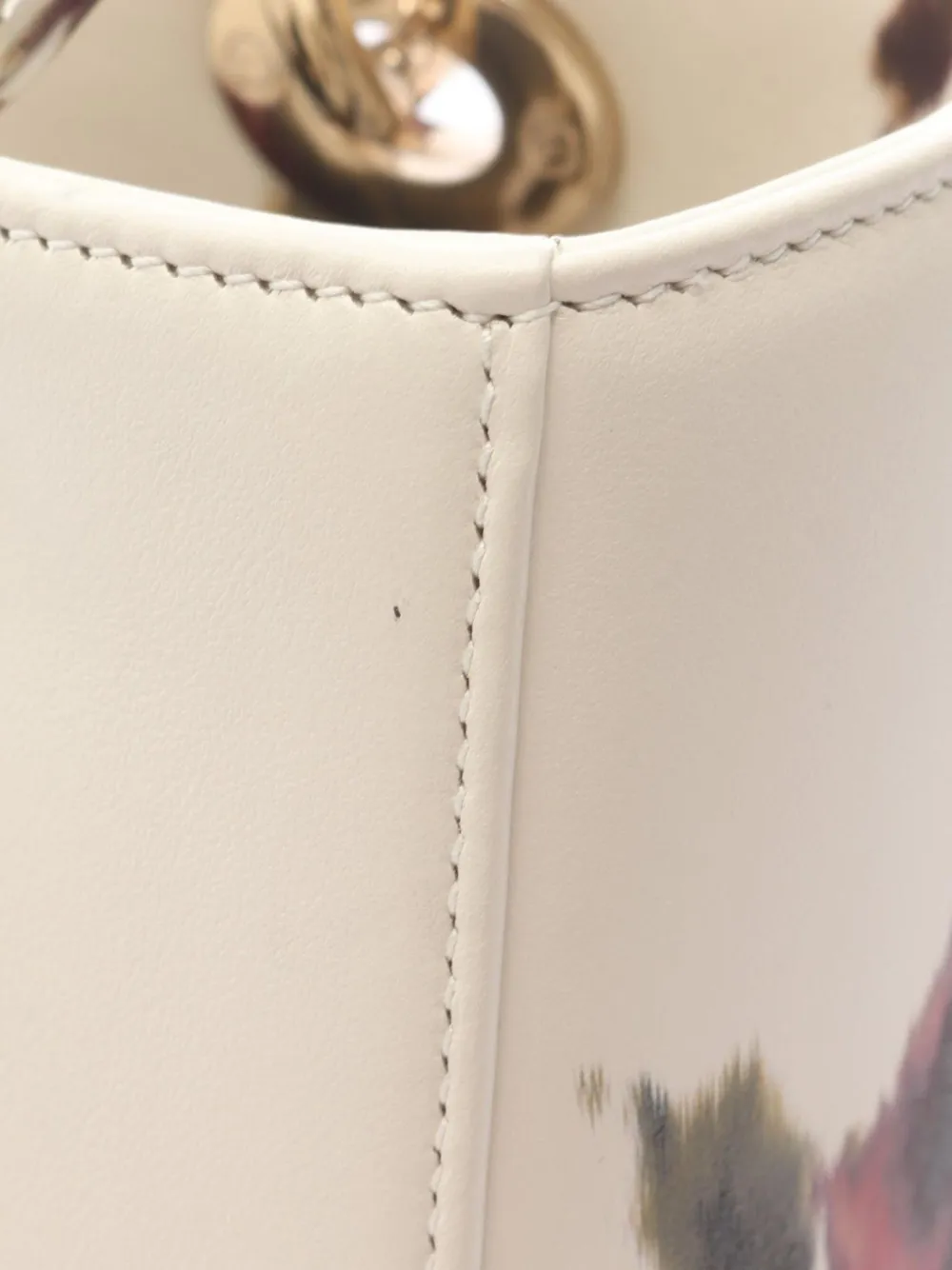 Dior Pre-owned 2010-2026 Medium Leather Floral Printed Lady Dior Crossbody Bag in White, view 2