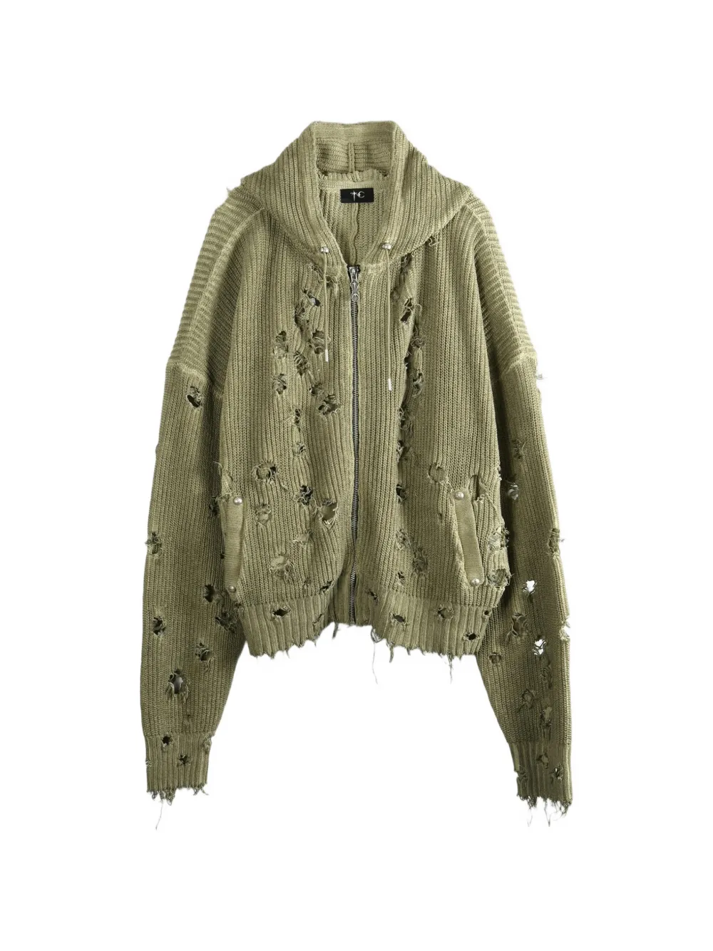 THUG CLUB distressed zip-up hoodie - Toni neutri