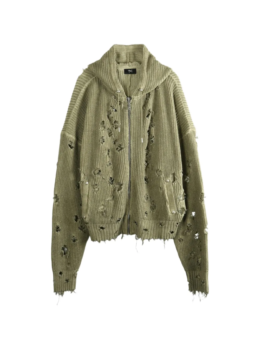 THUG CLUB distressed zip-up hoodie - Toni neutri