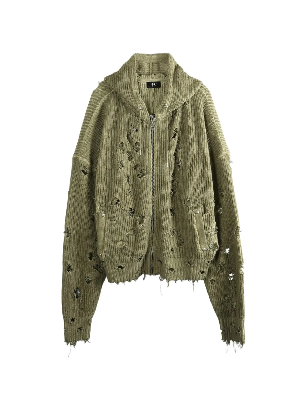 THUG CLUB distressed zip-up hoodie - Toni neutri