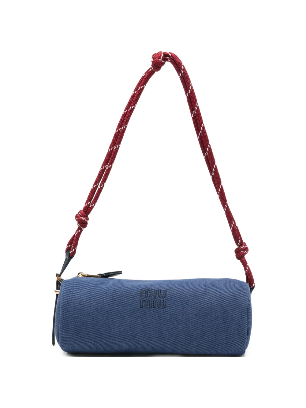 Miu Miu logo-embroidered rope-strap shoulder bag - Blu