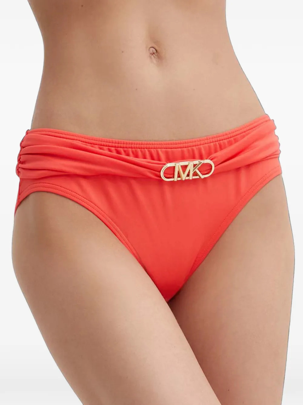 Michael Kors logo-plaque gathered bikini bottoms Oranje