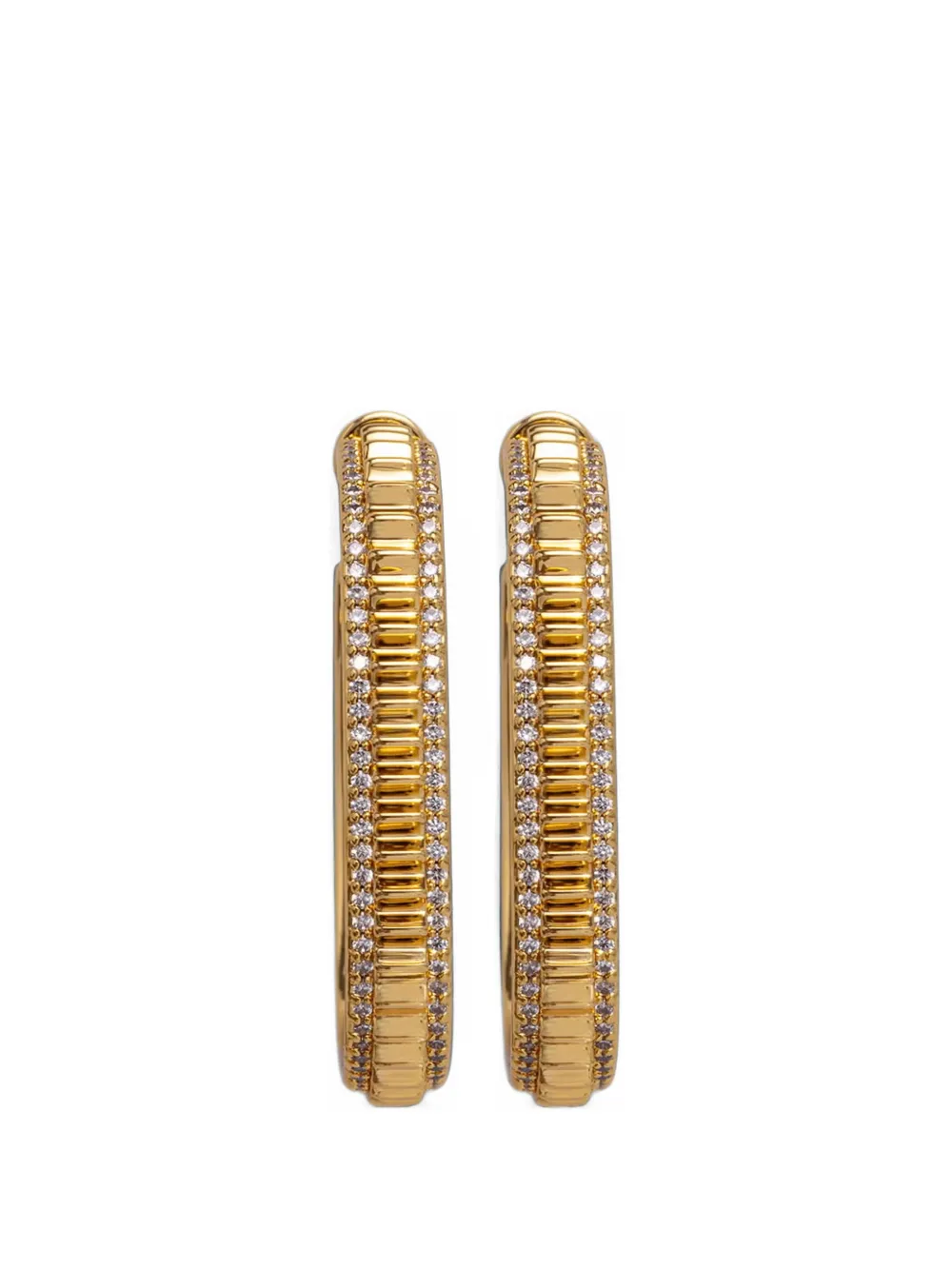 Michael Kors crystal-embellished ribbed hoop earrings - Oro