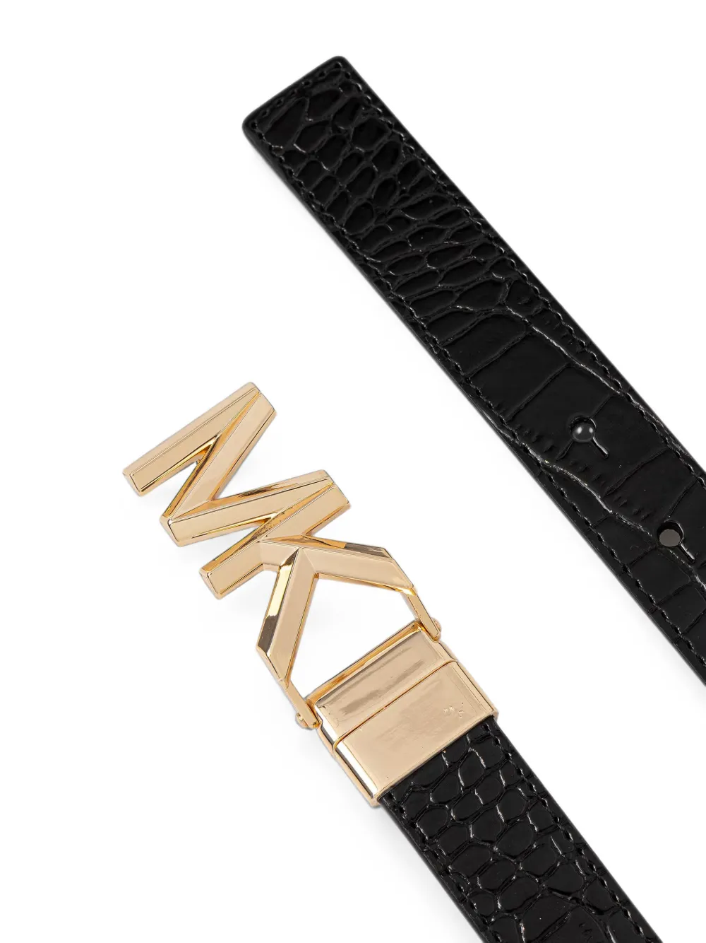Michael Kors croc-effect logo-plaque belt Zwart