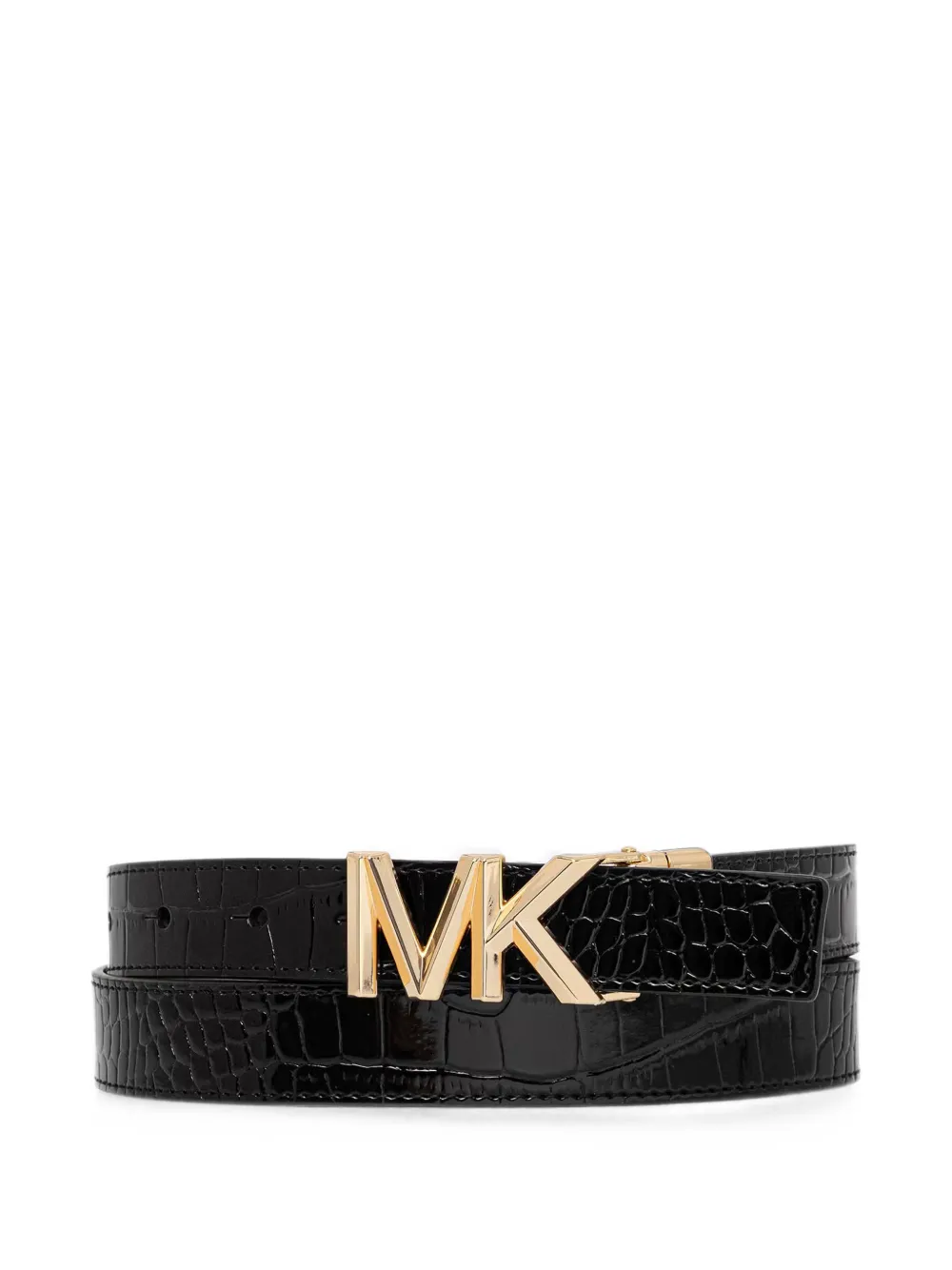 Michael Michael Kors croc-effect logo-plaque belt - Nero