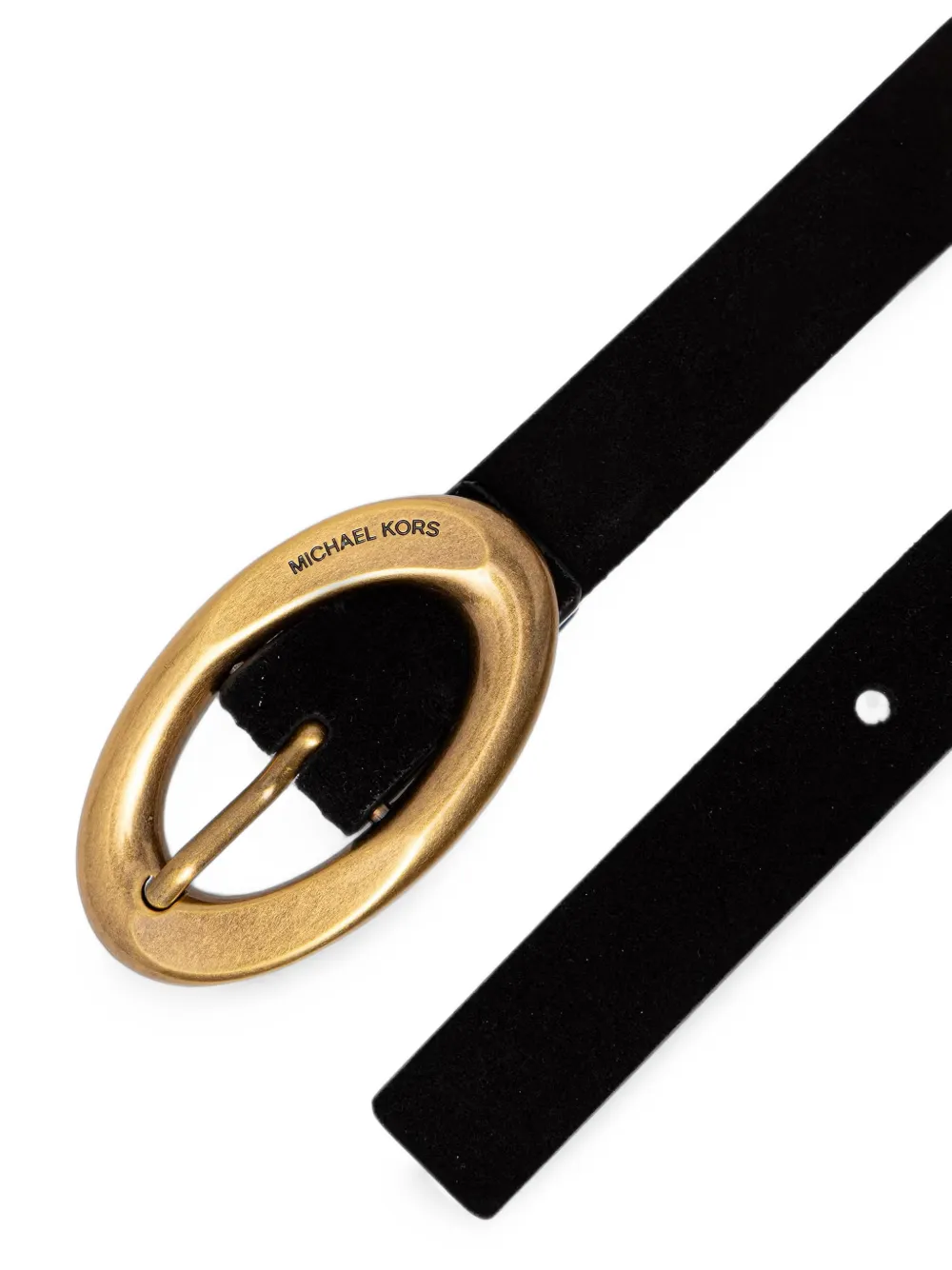 Michael Kors oval-buckle suede belt Zwart