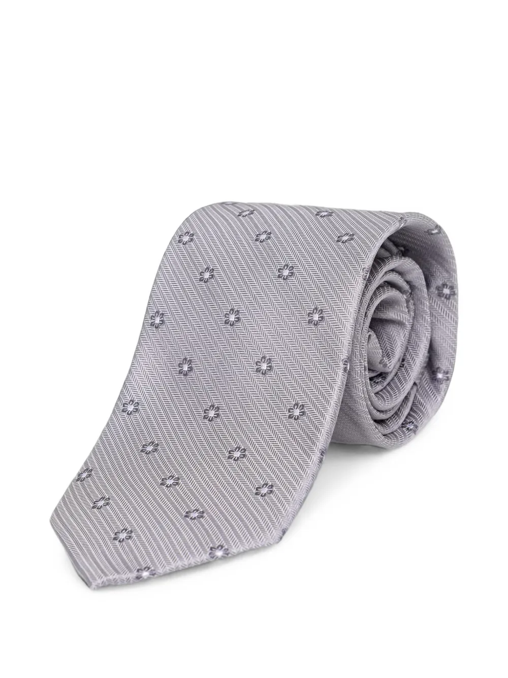 Michael Kors herringbone-pattern floral-jacquard tie - Grigio