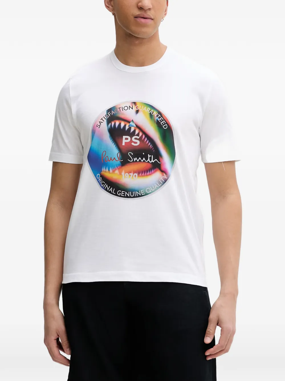 PS Paul Smith shark-print cotton T-shirt - Bianco