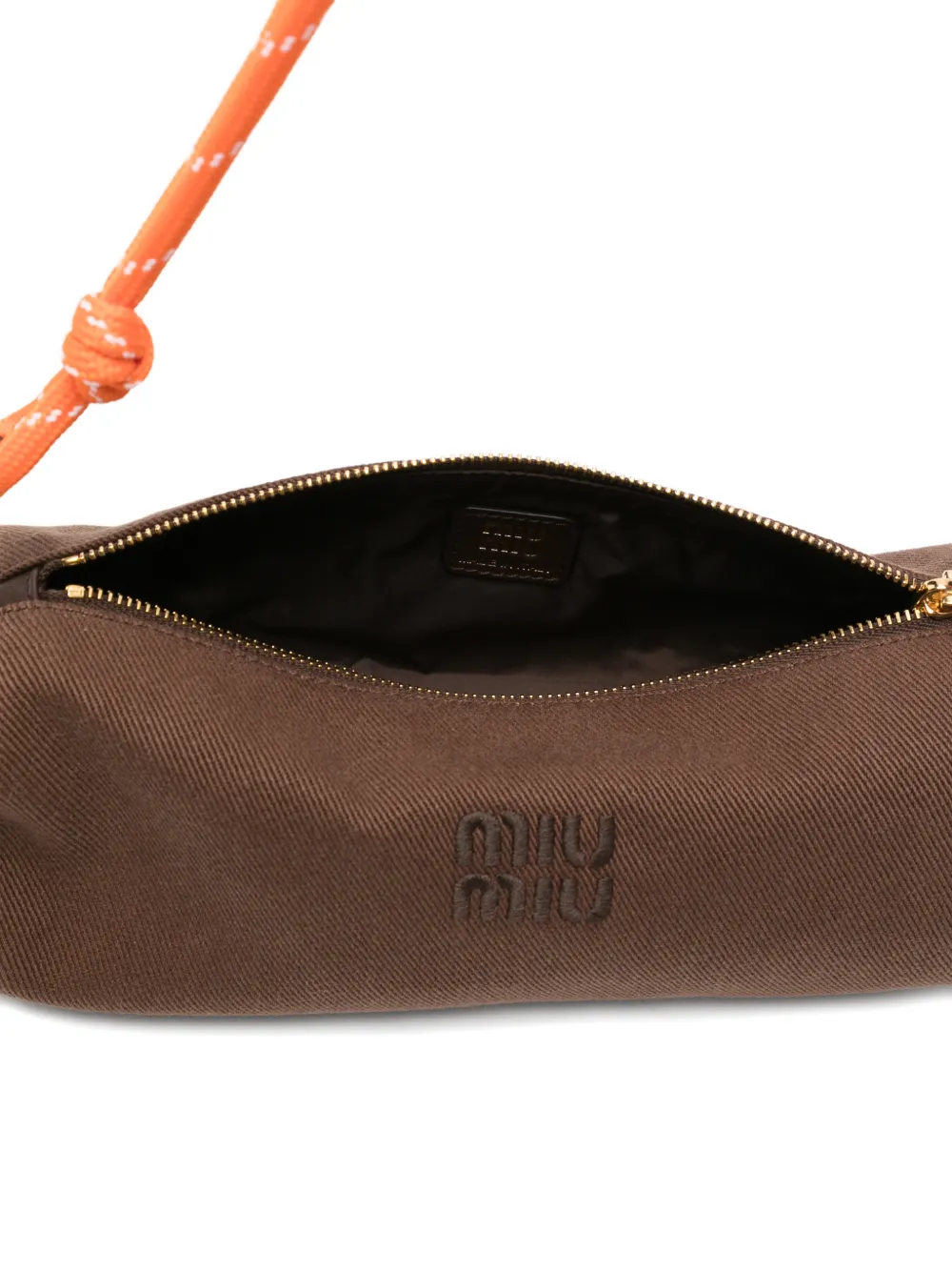 Miu Cilindervormige schoudertas met geborduurd logo Bruin