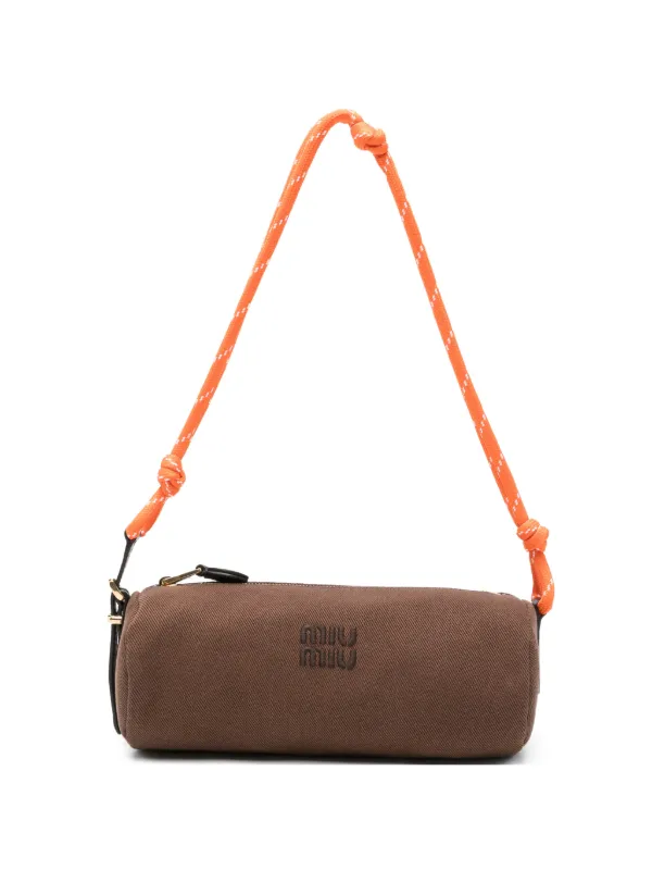 Miu Miu Gabardine Cylindrical Shoulder Bag in Brown