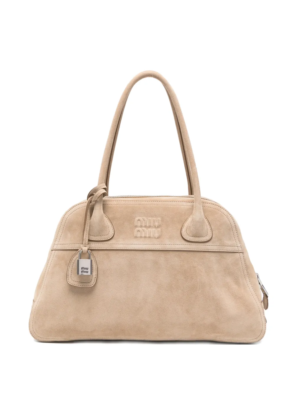 Miu Miu logo-embossed suede tote bag - Toni neutri