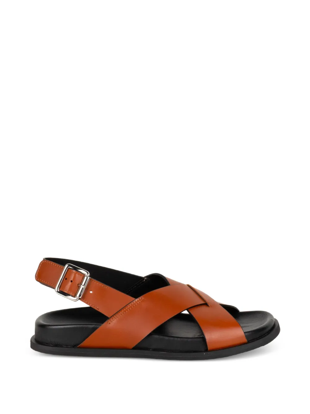 GUGLIELMO ROTTA Twill Ranch crossover-strap buckle-fastening sandals Bruin