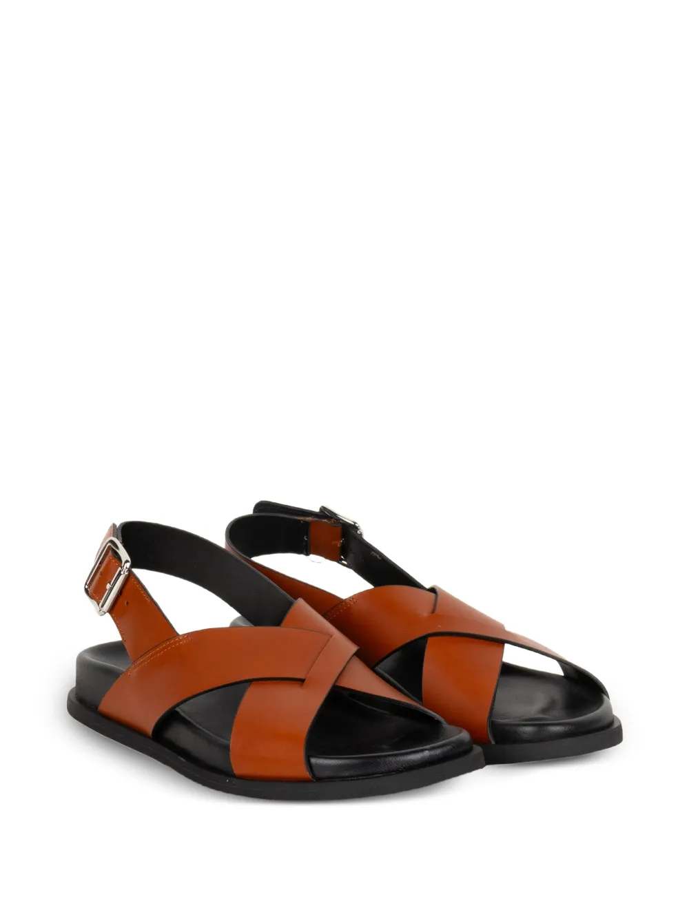 GUGLIELMO ROTTA Twill Ranch crossover-strap buckle-fastening sandals Bruin