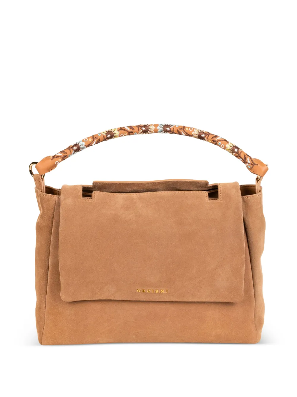 Orciani Sveva embroidered-handle suede shoulder bag - Toni neutri
