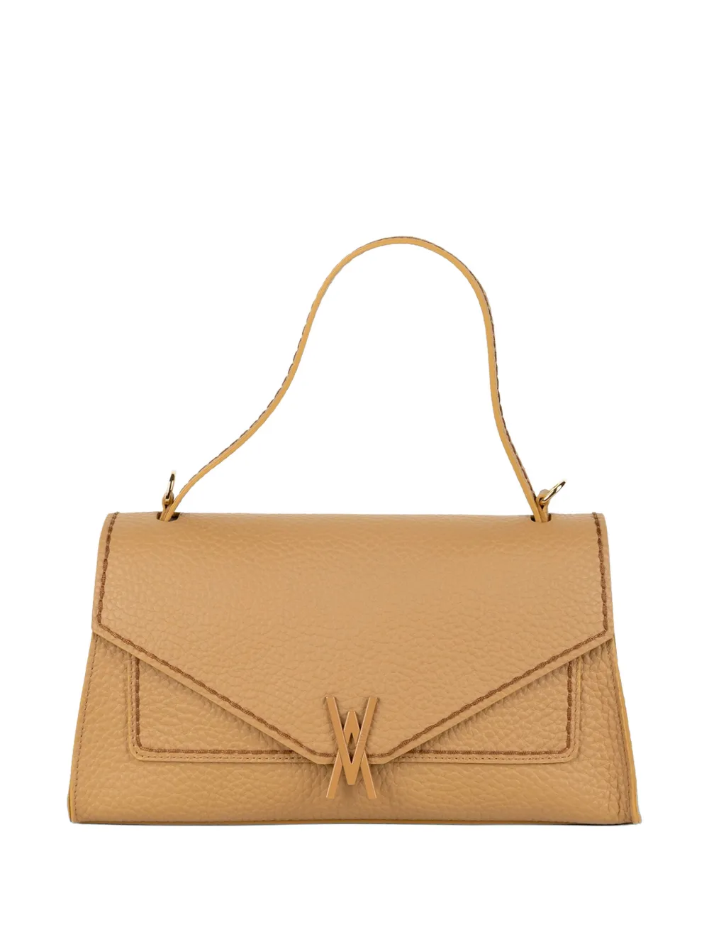VISONA` grained-leather envelope satchel bag - Marrone